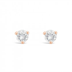 Solitaire Diamond Stud Earrings in a 3-Claw Setting, Set 18ct Rose Gold. Tdw 0.20ct
